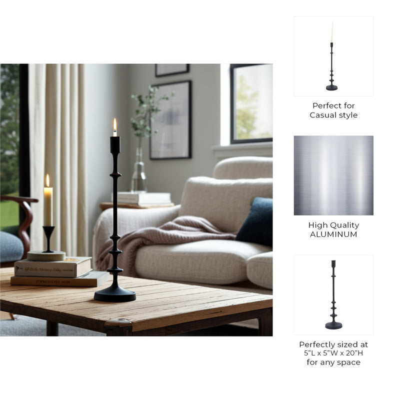 METAL, TAPER CANDLE HOLDER, BLACK - Al Rugaib Furniture