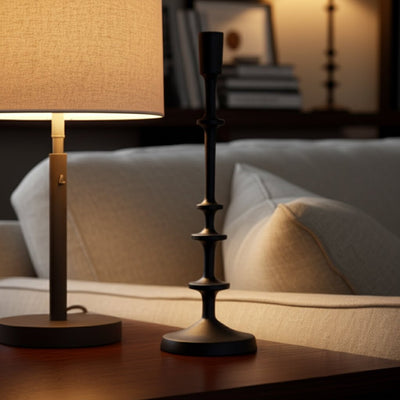 METAL, TAPER CANDLE HOLDER, BLACK - Al Rugaib Furniture