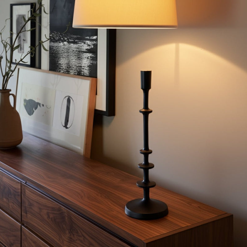 METAL, TAPER CANDLE HOLDER, BLACK - Al Rugaib Furniture