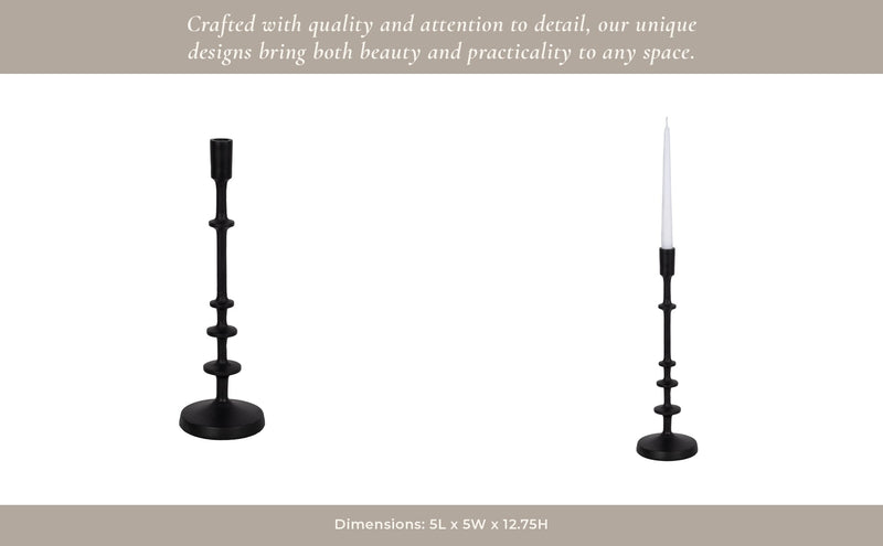 METAL, TAPER CANDLE HOLDER, BLACK - Al Rugaib Furniture