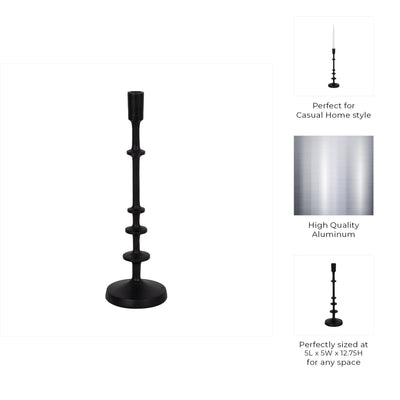 METAL, TAPER CANDLE HOLDER, BLACK - Al Rugaib Furniture