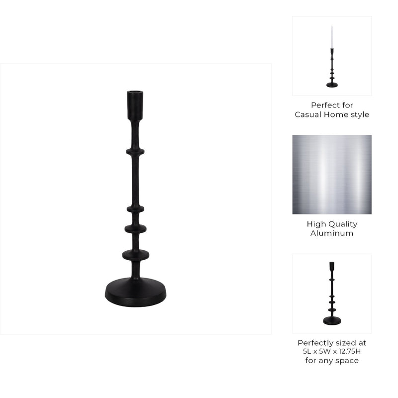 METAL, TAPER CANDLE HOLDER, BLACK - Al Rugaib Furniture