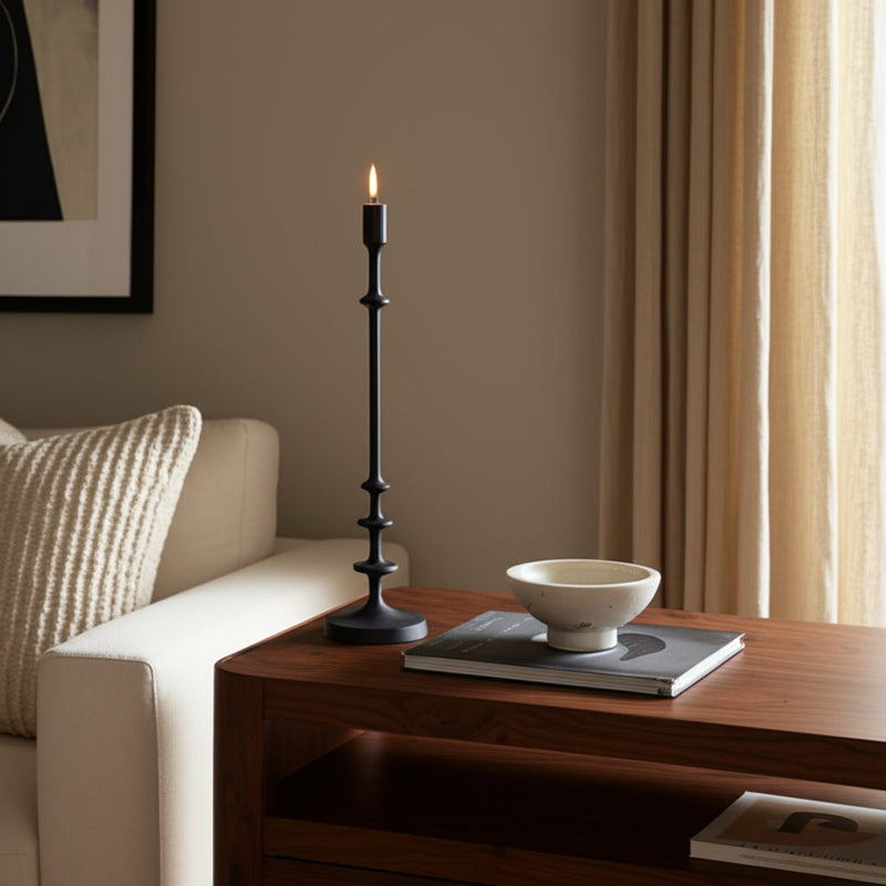 METAL, TAPER CANDLE HOLDER, BLACK - Al Rugaib Furniture