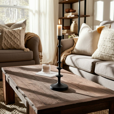 METAL, TAPER CANDLE HOLDER, BLACK - Al Rugaib Furniture