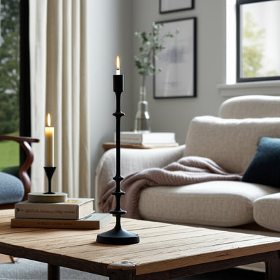 METAL, TAPER CANDLE HOLDER, BLACK - Al Rugaib Furniture