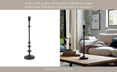 METAL, TAPER CANDLE HOLDER, BLACK - Al Rugaib Furniture