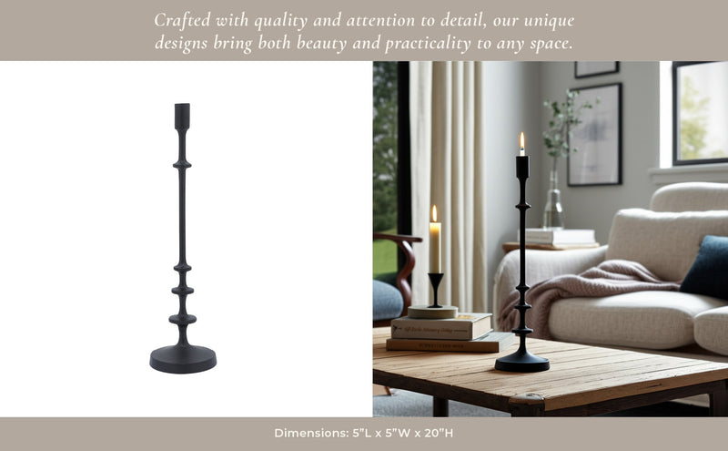 METAL, TAPER CANDLE HOLDER, BLACK - Al Rugaib Furniture