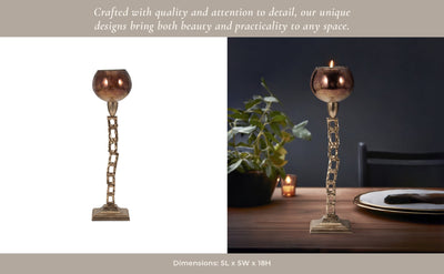 METAL, TEALIGHT HOLDER W/ BASE, GOLD - Al Rugaib Furniture