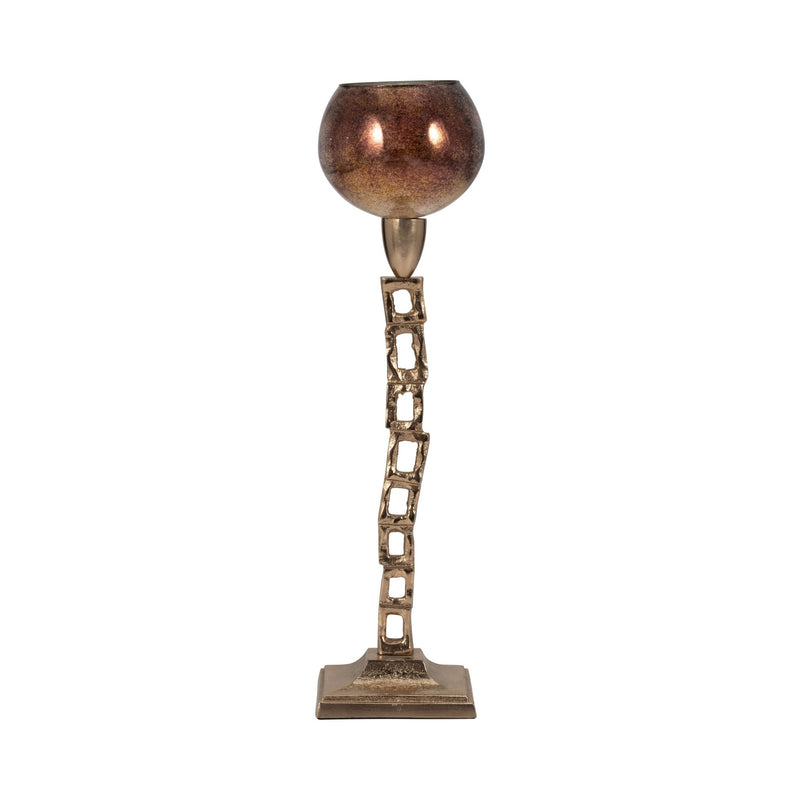 METAL, TEALIGHT HOLDER W/ BASE, GOLD - Al Rugaib Furniture