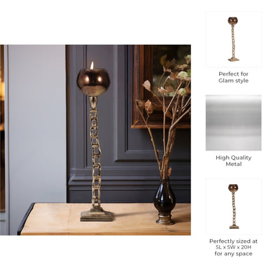 METAL, TEALIGHT HOLDER W/ BASE, GOLD - Al Rugaib Furniture