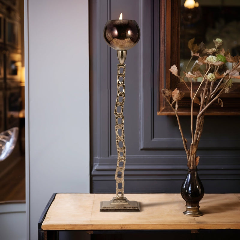 METAL, TEALIGHT HOLDER W/ BASE, GOLD - Al Rugaib Furniture