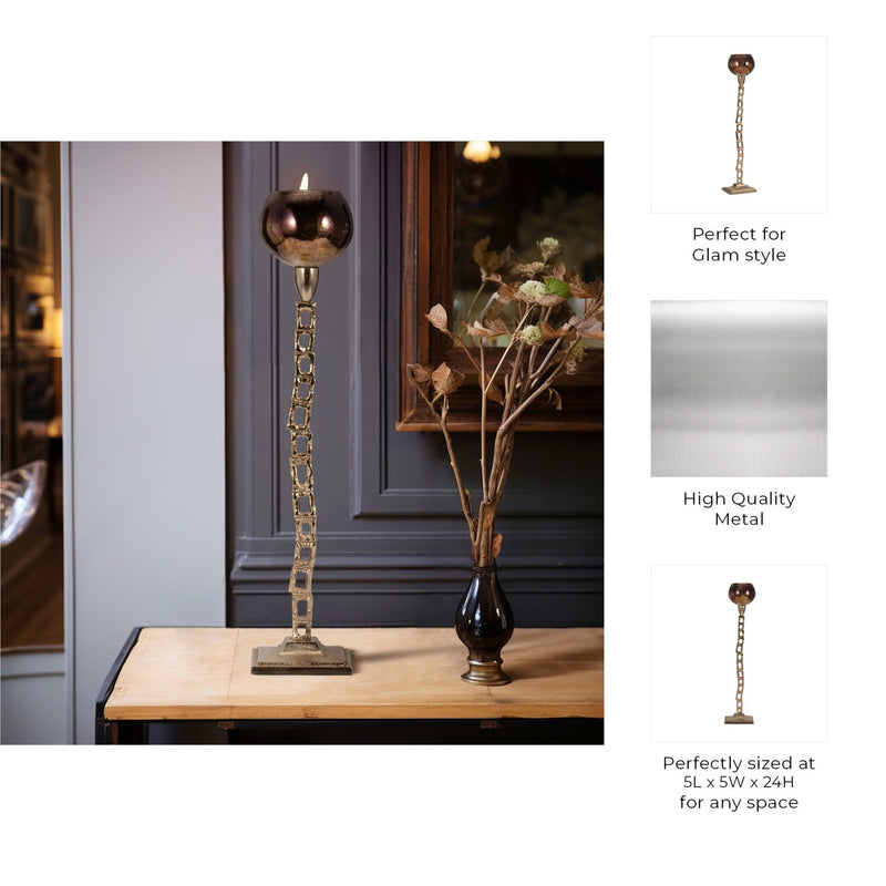 METAL, TEALIGHT HOLDER W/ BASE, GOLD - Al Rugaib Furniture