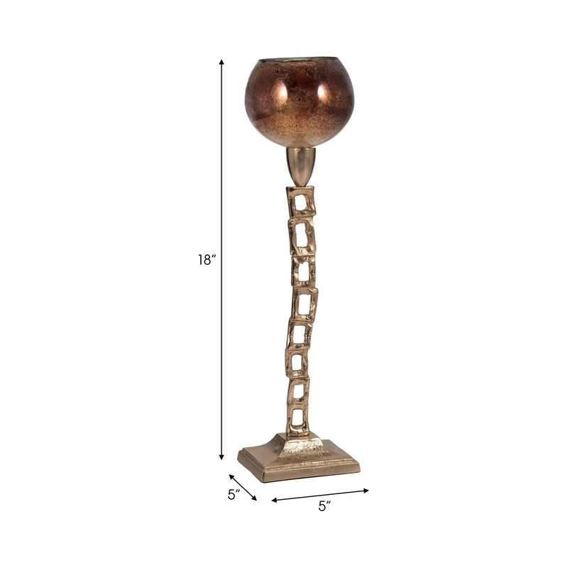 METAL, TEALIGHT HOLDER W/ BASE, GOLD - Al Rugaib Furniture