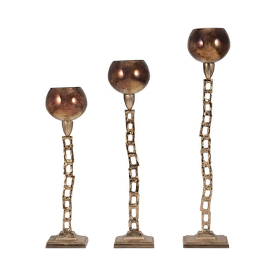 METAL, TEALIGHT HOLDER W/ BASE, GOLD - Al Rugaib Furniture