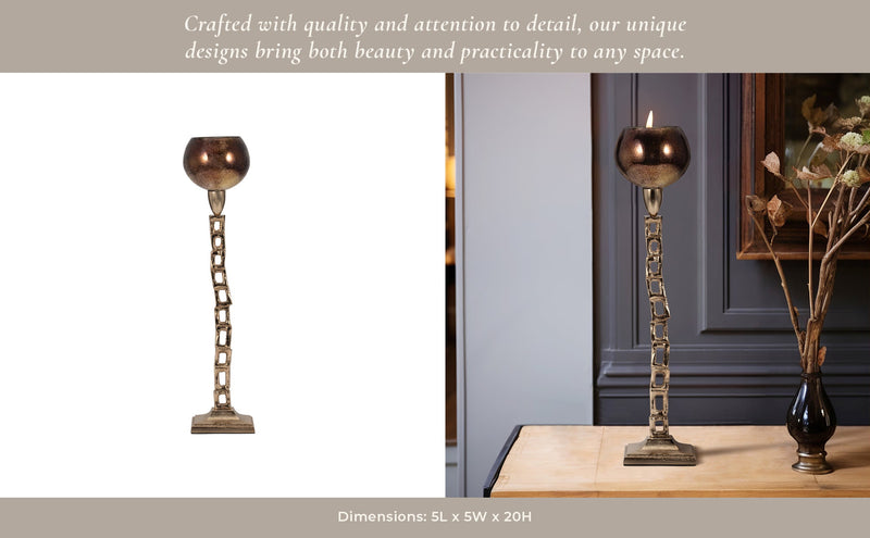 METAL, TEALIGHT HOLDER W/ BASE, GOLD - Al Rugaib Furniture