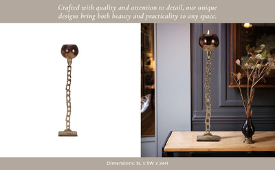 METAL, TEALIGHT HOLDER W/ BASE, GOLD - Al Rugaib Furniture