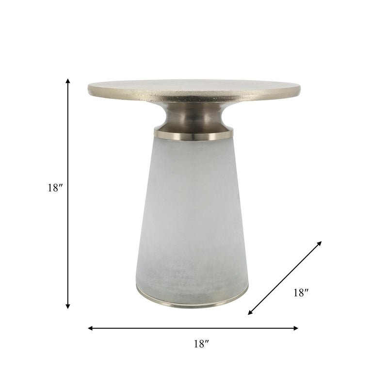 METAL TOP, 18"H NEBULAR SIDE TABLE, FROST - Al Rugaib Furniture