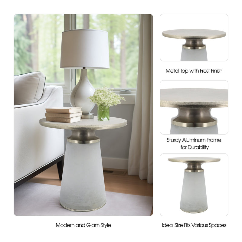 METAL TOP, 18"H NEBULAR SIDE TABLE, FROST - Al Rugaib Furniture