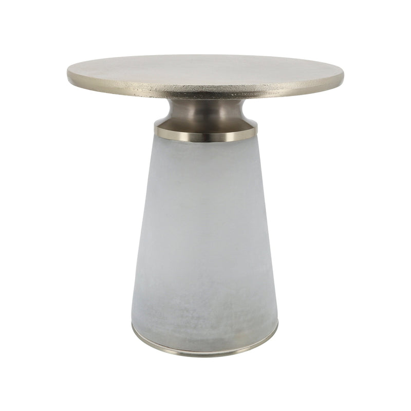 METAL TOP, 18"H NEBULAR SIDE TABLE, FROST - Al Rugaib Furniture