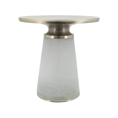 METAL TOP, 18"H NEBULAR SIDE TABLE, FROST - Al Rugaib Furniture