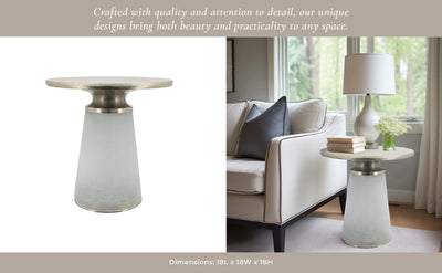 METAL TOP, 18"H NEBULAR SIDE TABLE, FROST - Al Rugaib Furniture