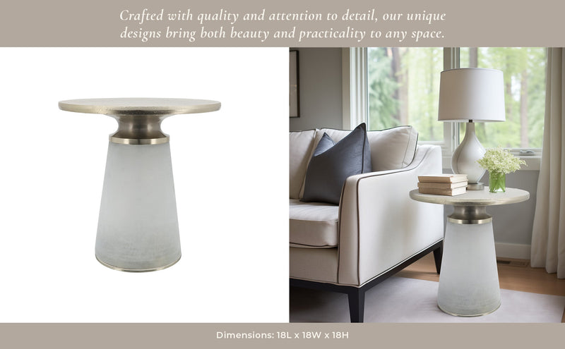 METAL TOP, 18"H NEBULAR SIDE TABLE, FROST - Al Rugaib Furniture