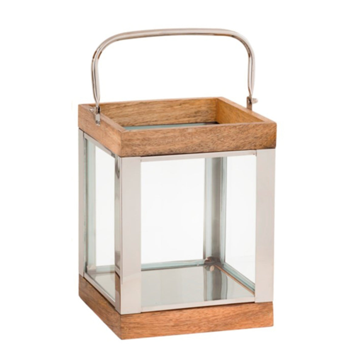 Metal /Wood 10" Lantern,Silver Candle Holders| Sagebrook Home