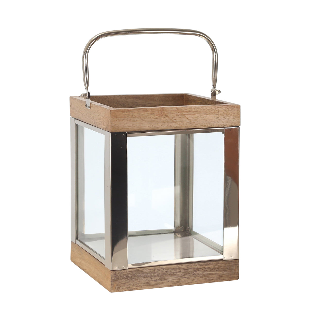 Metal /Wood 10" Lantern,Silver Candle Holders| Sagebrook Home