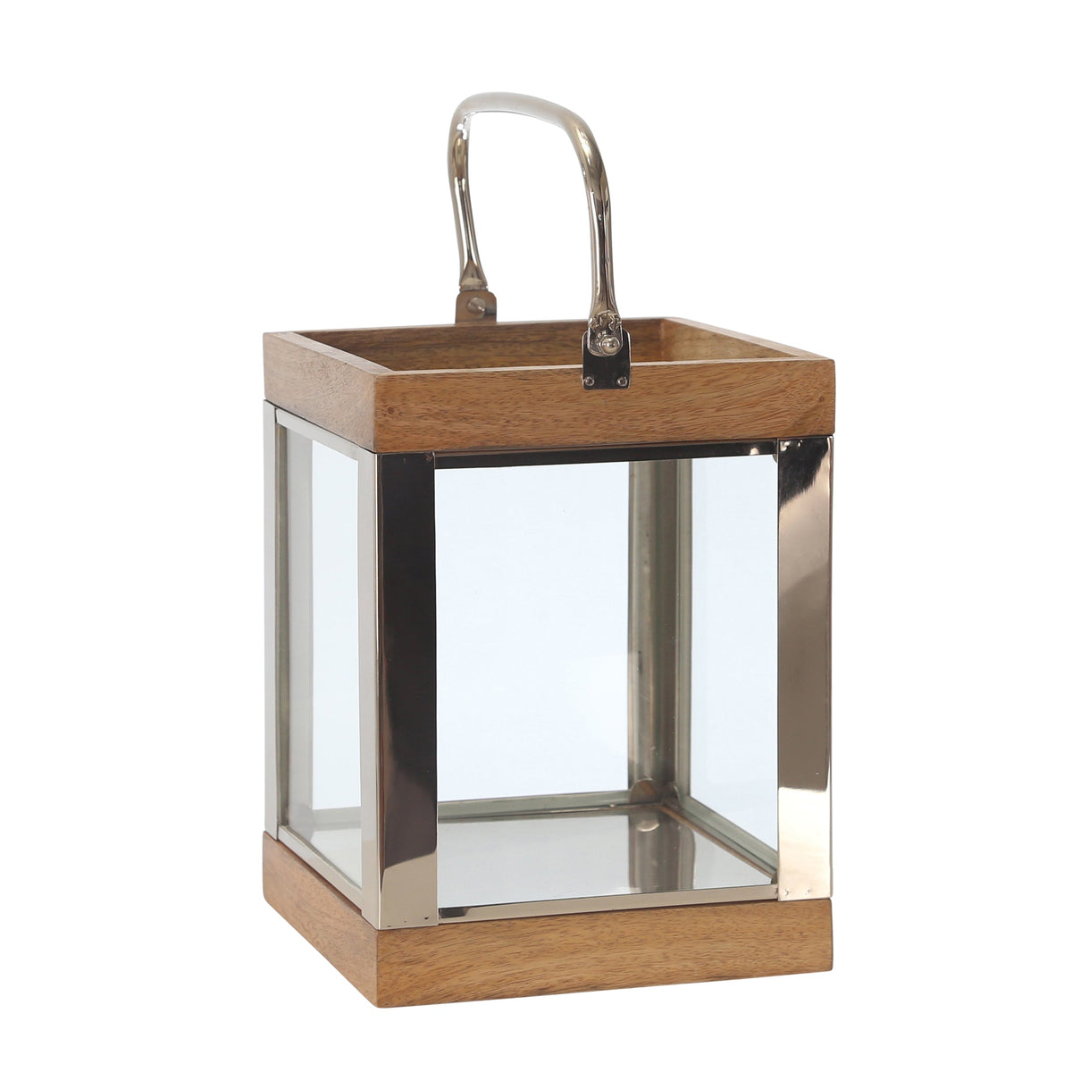 Metal /Wood 10" Lantern,Silver Candle Holders| Sagebrook Home