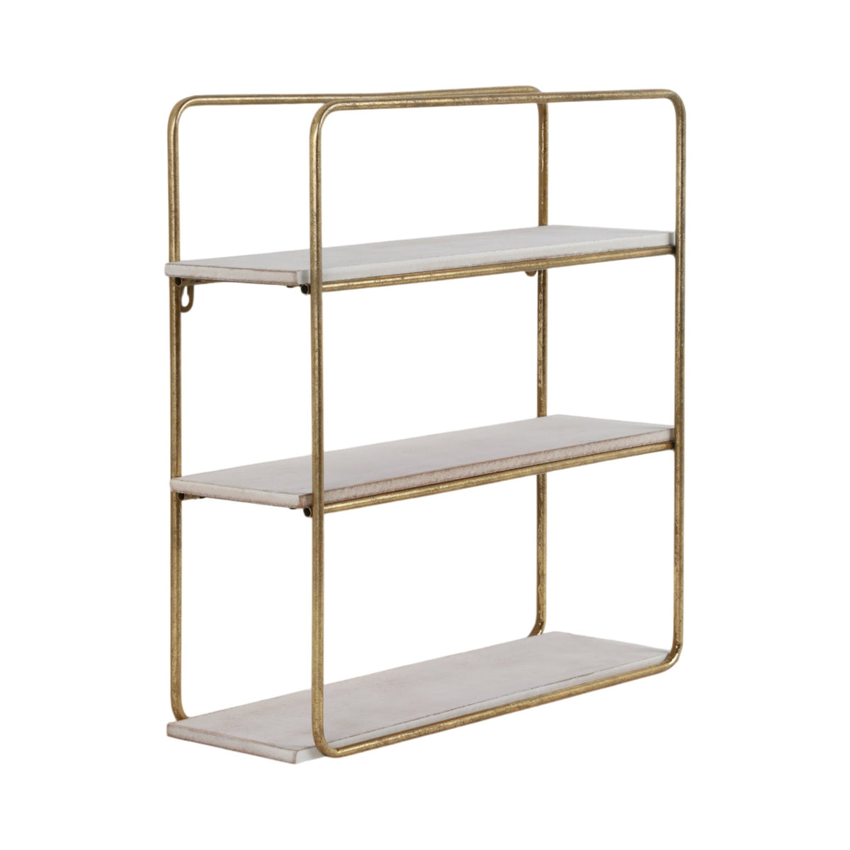 METAL / WOOD 3 TIER WALL SHELF, GOLD Wall Shelf| Sagebrook Home