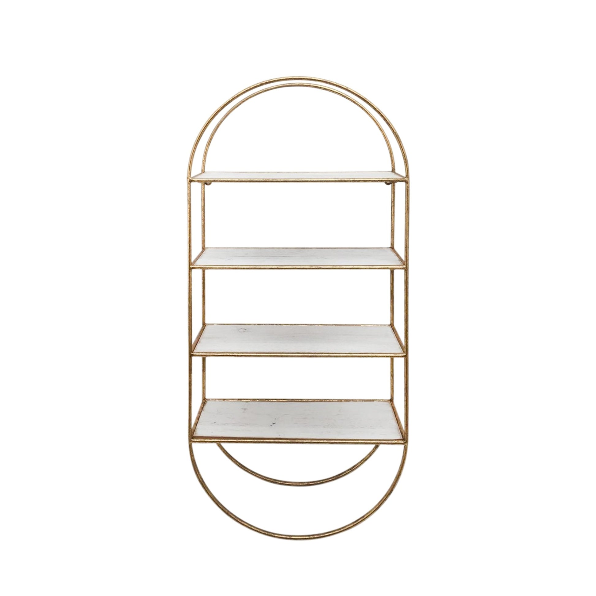 METAL / WOOD35.5" 4 TIER WALLSHELF, WHITE/GOLD Wall Shelf| Sagebrook Home