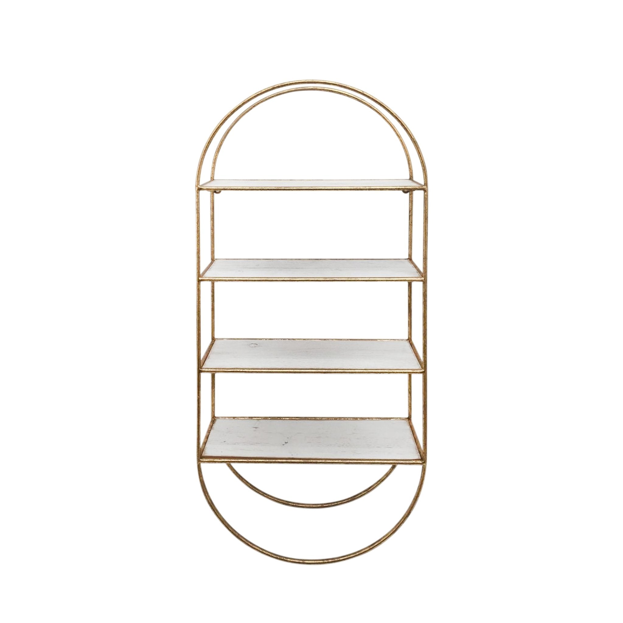 METAL / WOOD35.5" 4 TIER WALLSHELF, WHITE/GOLD Wall Shelf| Sagebrook Home