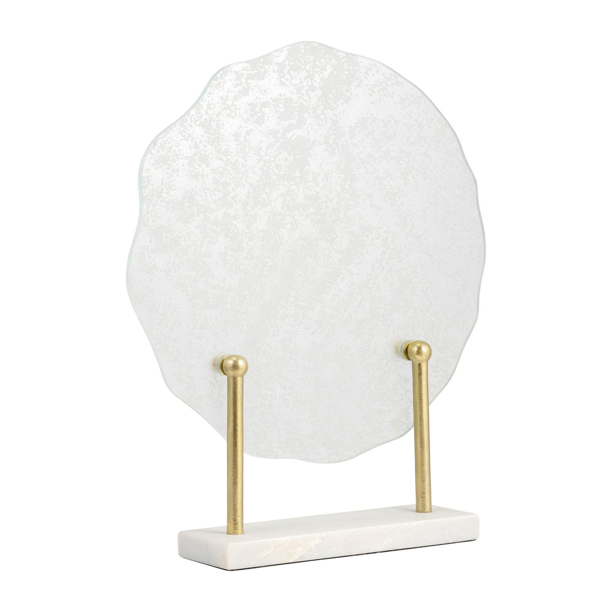 METAL,21"H,SPECKLED GLASS DISC ON MARBLE STAND,WHI Table Decors| Sagebrook Home