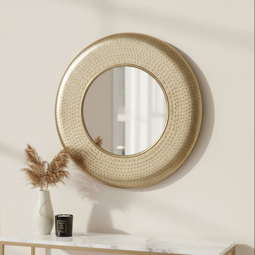 METAL,24",HAMMERED MIRROR,GOLD Mirrors| Sagebrook Home