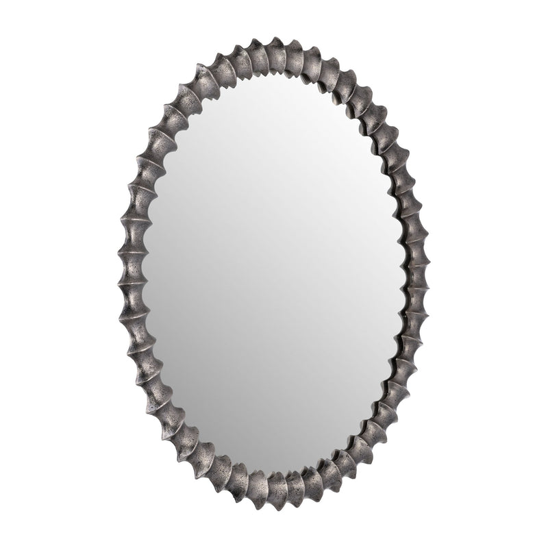 METAL,29",RING TEXTURE MIRROR,BRUSHED NICKEL - Al Rugaib Furniture