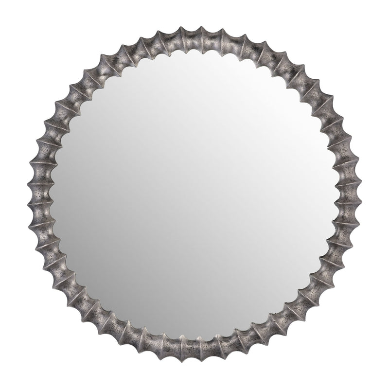 METAL,29",RING TEXTURE MIRROR,BRUSHED NICKEL - Al Rugaib Furniture