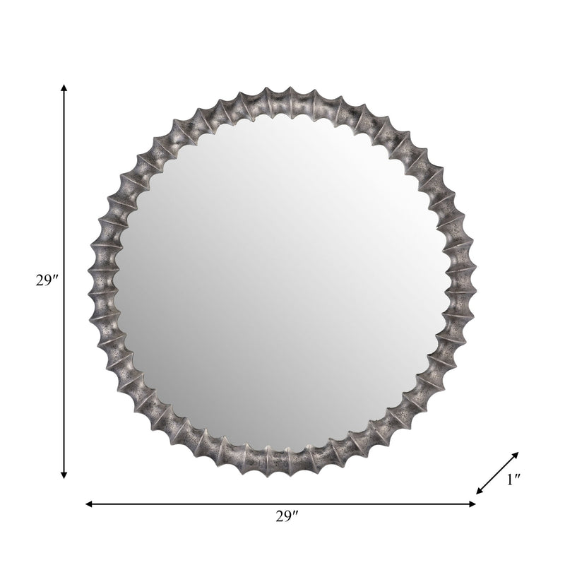 METAL,29",RING TEXTURE MIRROR,BRUSHED NICKEL - Al Rugaib Furniture