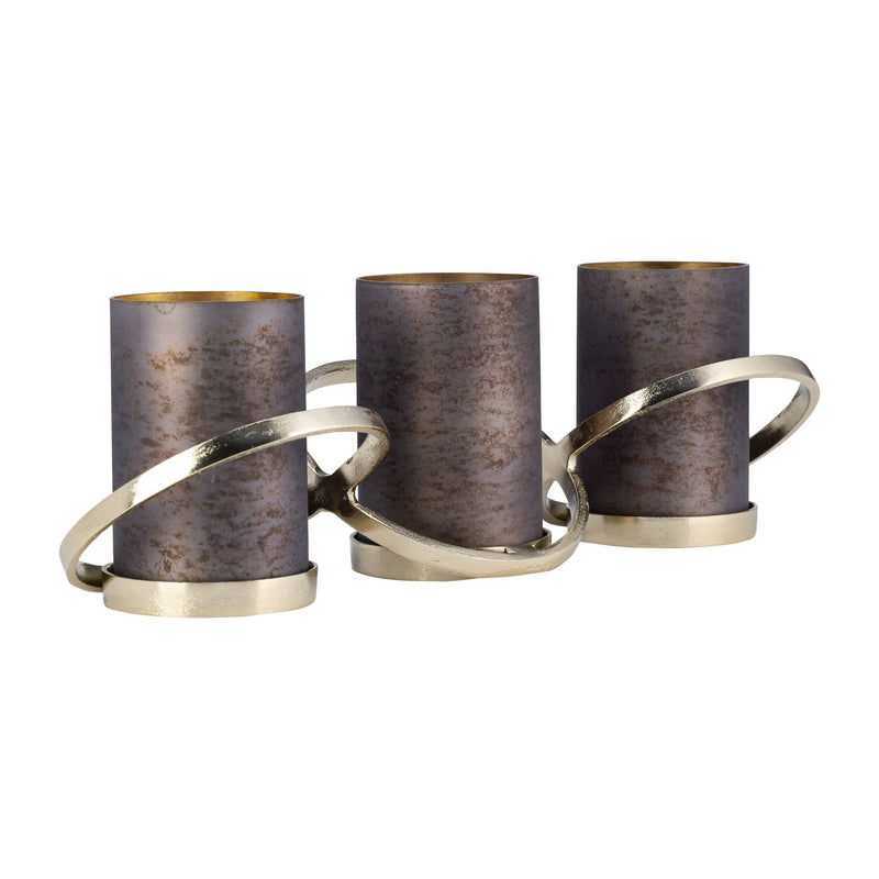 METAL,6",ABSTRACT RING CANDLE HOLDER,GOLD - Al Rugaib Furniture