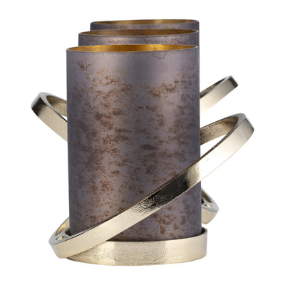 METAL,6",ABSTRACT RING CANDLE HOLDER,GOLD - Al Rugaib Furniture