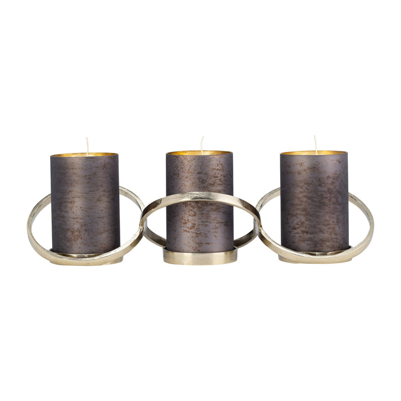 METAL,6",ABSTRACT RING CANDLE HOLDER,GOLD - Al Rugaib Furniture
