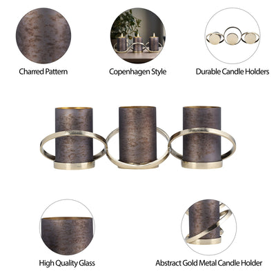 METAL,6",ABSTRACT RING CANDLE HOLDER,GOLD - Al Rugaib Furniture