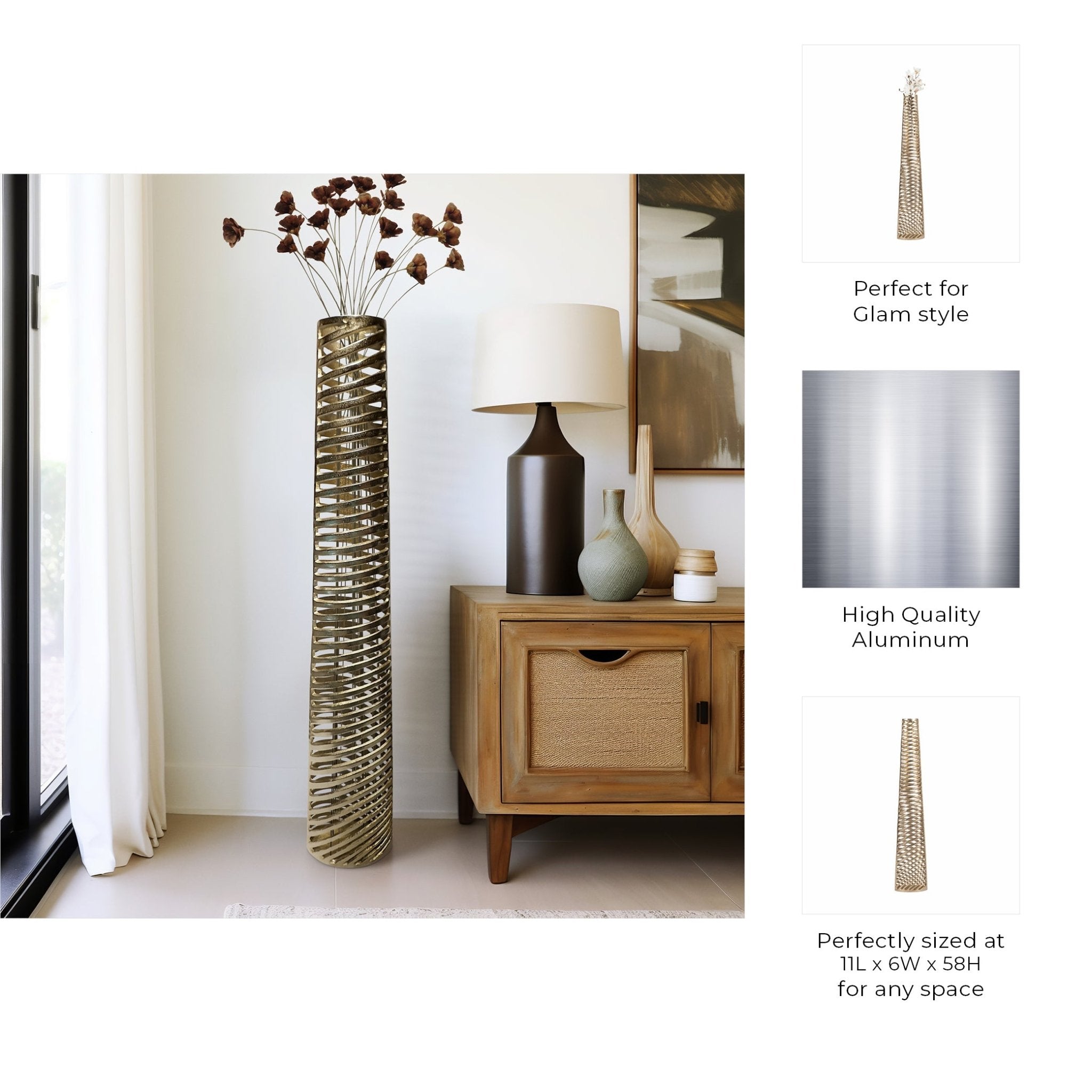 Metal,Channing Gold/Champagne/Silver Vase Vases and Jars| Sagebrook Home