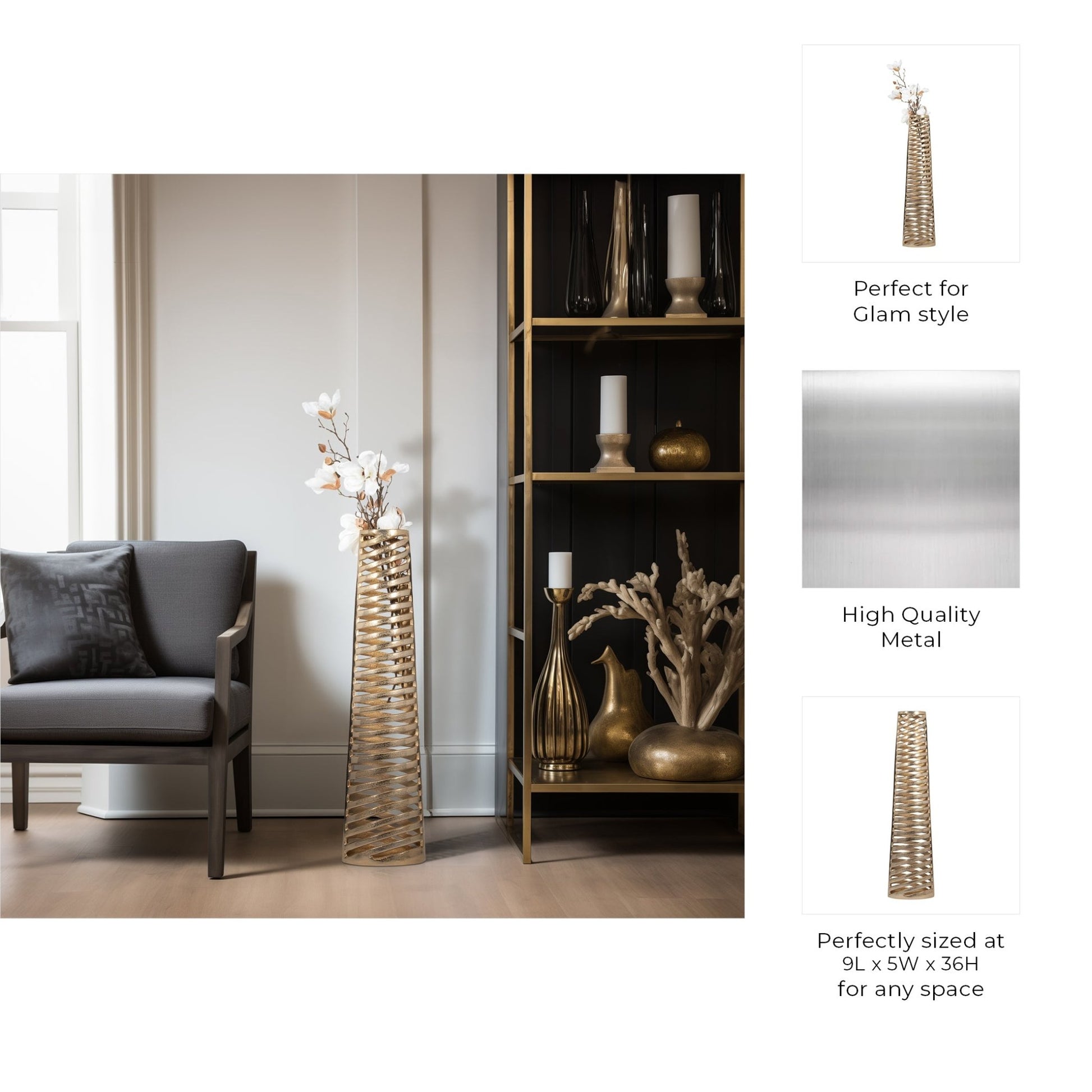 Metal,Channing Gold/Champagne/Silver Vase Vases and Jars| Sagebrook Home