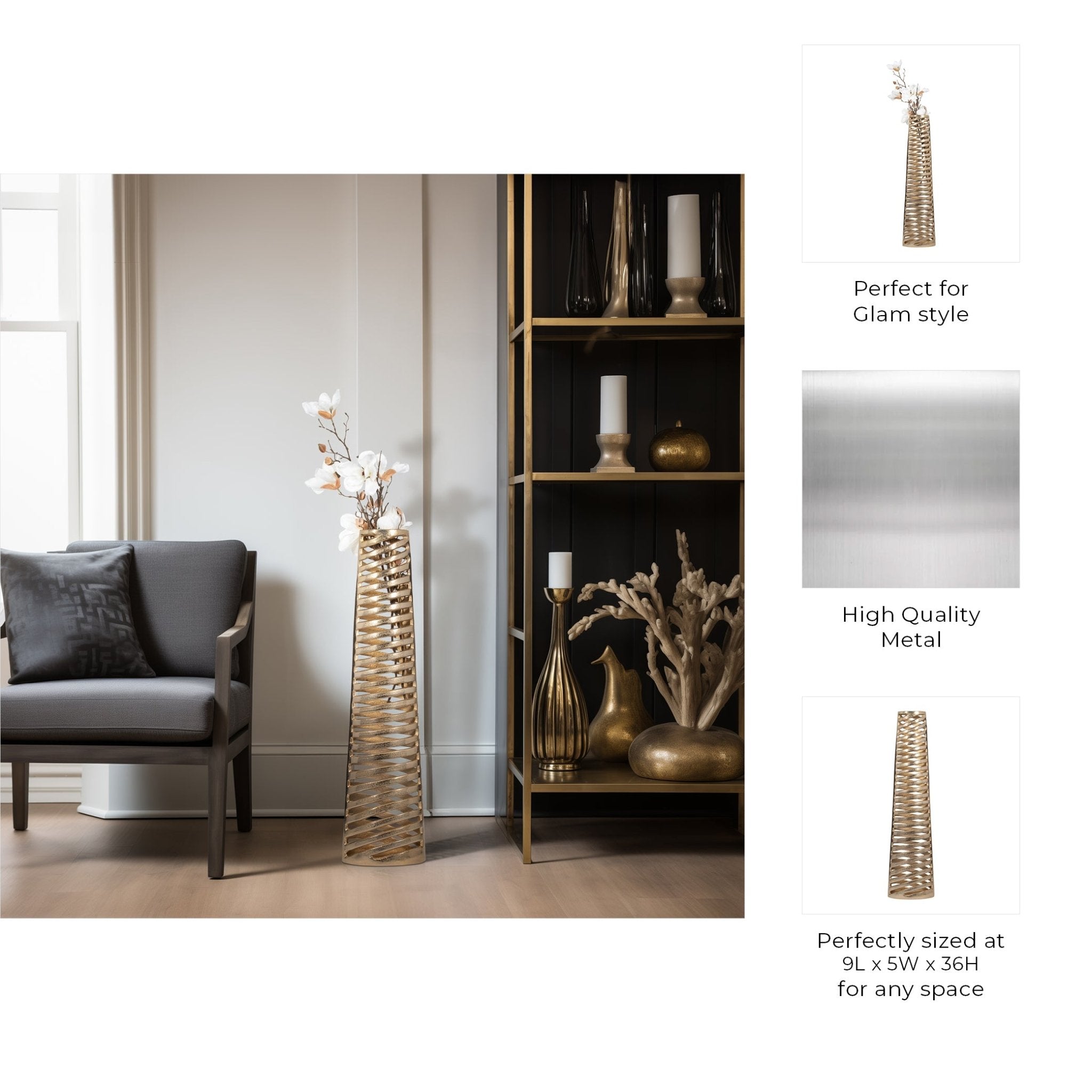 Metal,Channing Gold/Champagne/Silver Vase Vases and Jars| Sagebrook Home