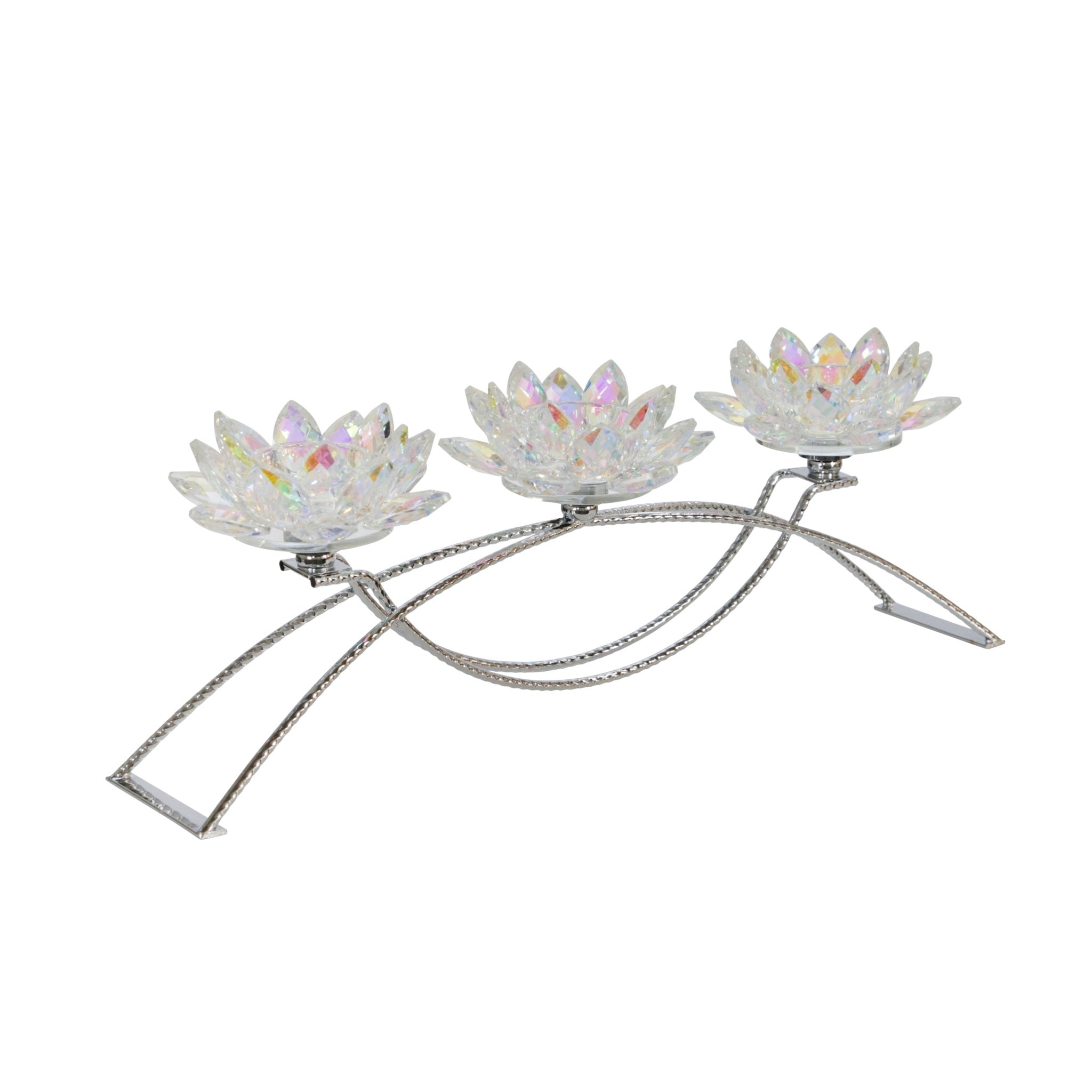 METAL/GLASS 16" 3 LOTUS CANDLE HOLDER, RAINBOW Candle Holders| Sagebrook Home