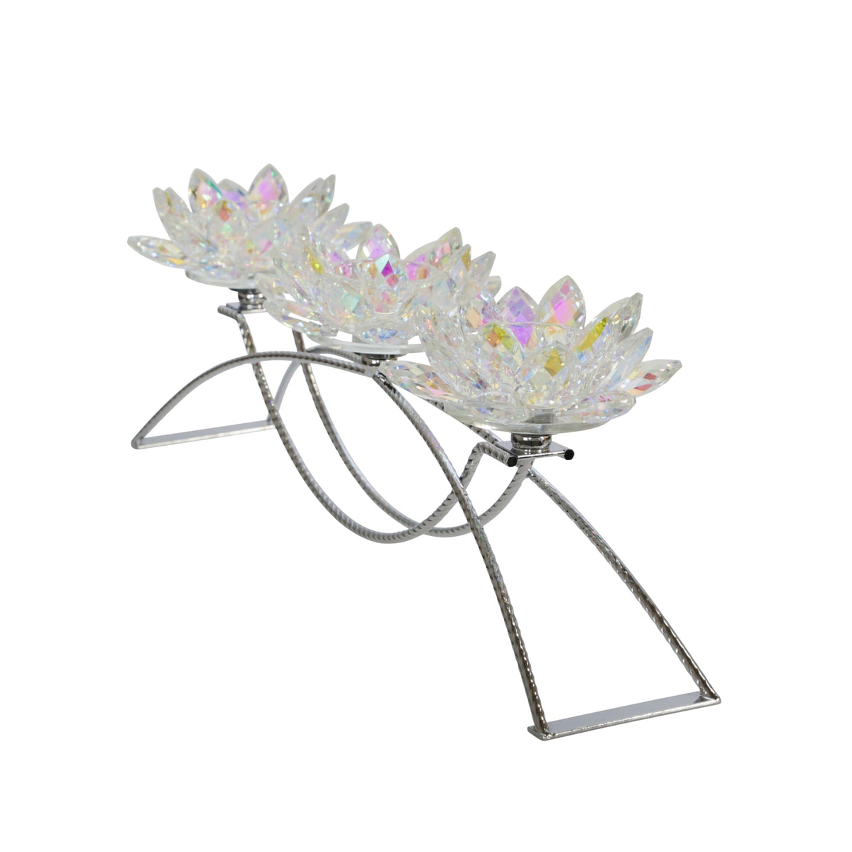 METAL/GLASS 16" 3 LOTUS CANDLE HOLDER, RAINBOW Candle Holders| Sagebrook Home