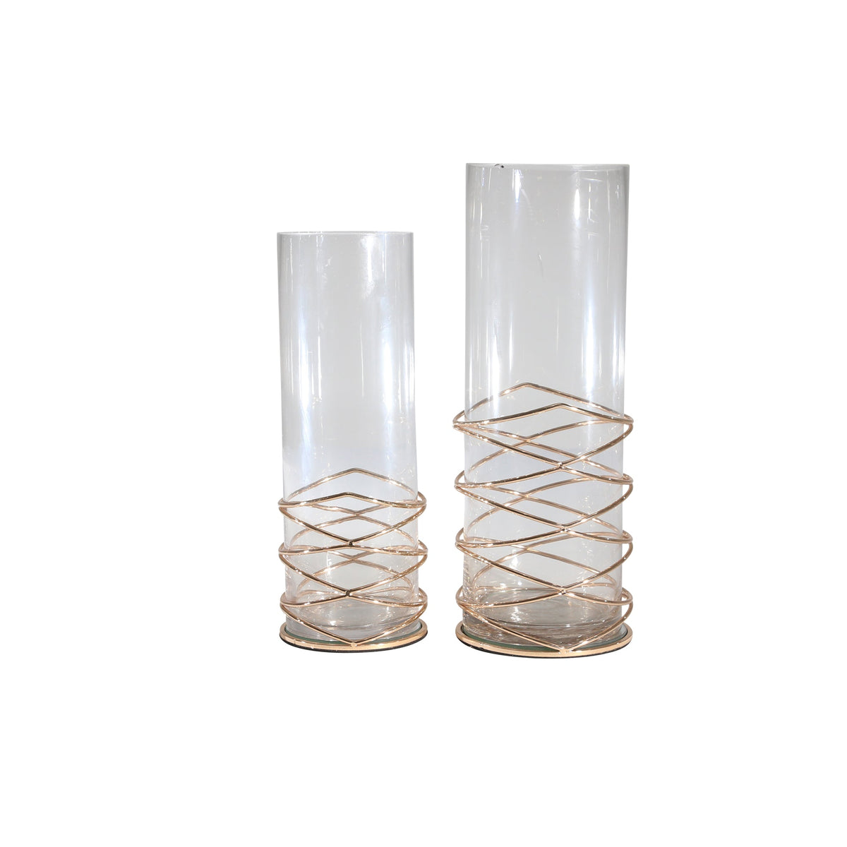 Metal/Glass Hurricane, Gold Candle Holders| Sagebrook Home