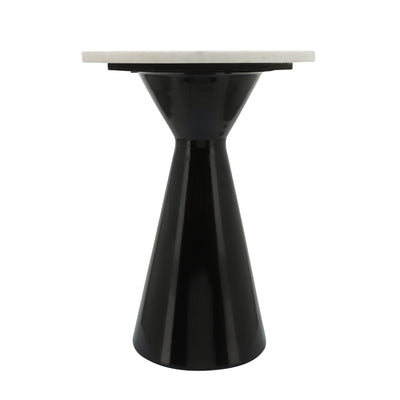 Metal/Marble, 18"H End Table, Blk/Wht - Al Rugaib Furniture