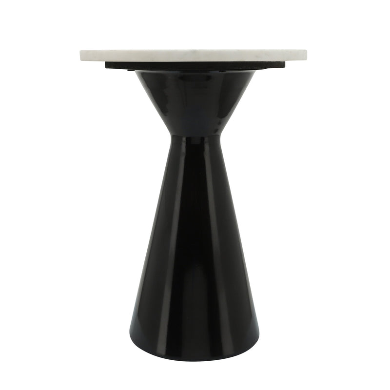 Metal/Marble, 18"H End Table, Blk/Wht - Al Rugaib Furniture