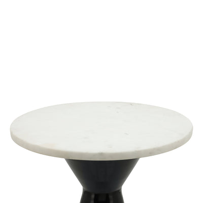 Metal/Marble, 18"H End Table, Blk/Wht - Al Rugaib Furniture